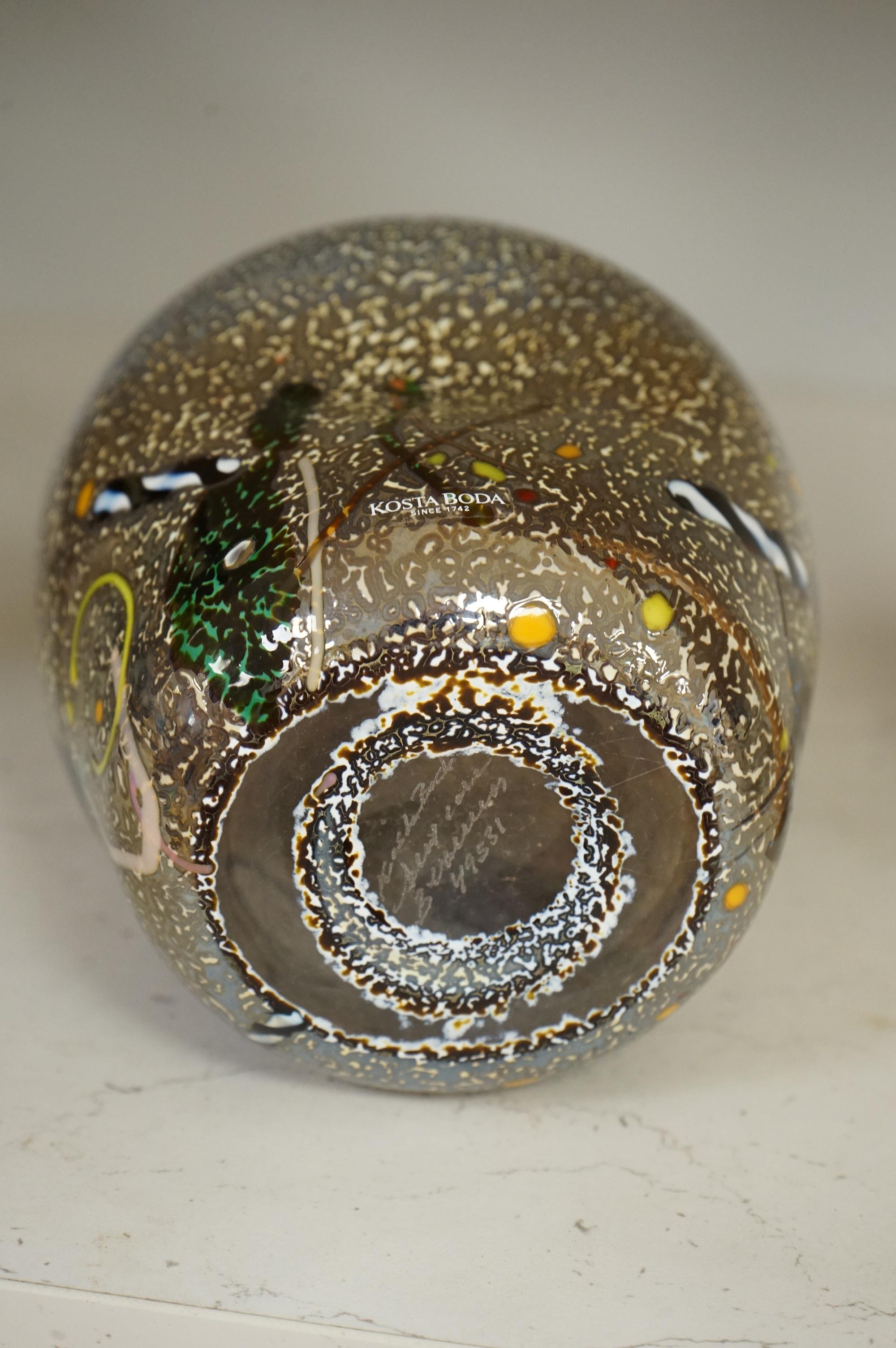 A Kosta Boda multi-coloured art glass vase, 14.5cm
